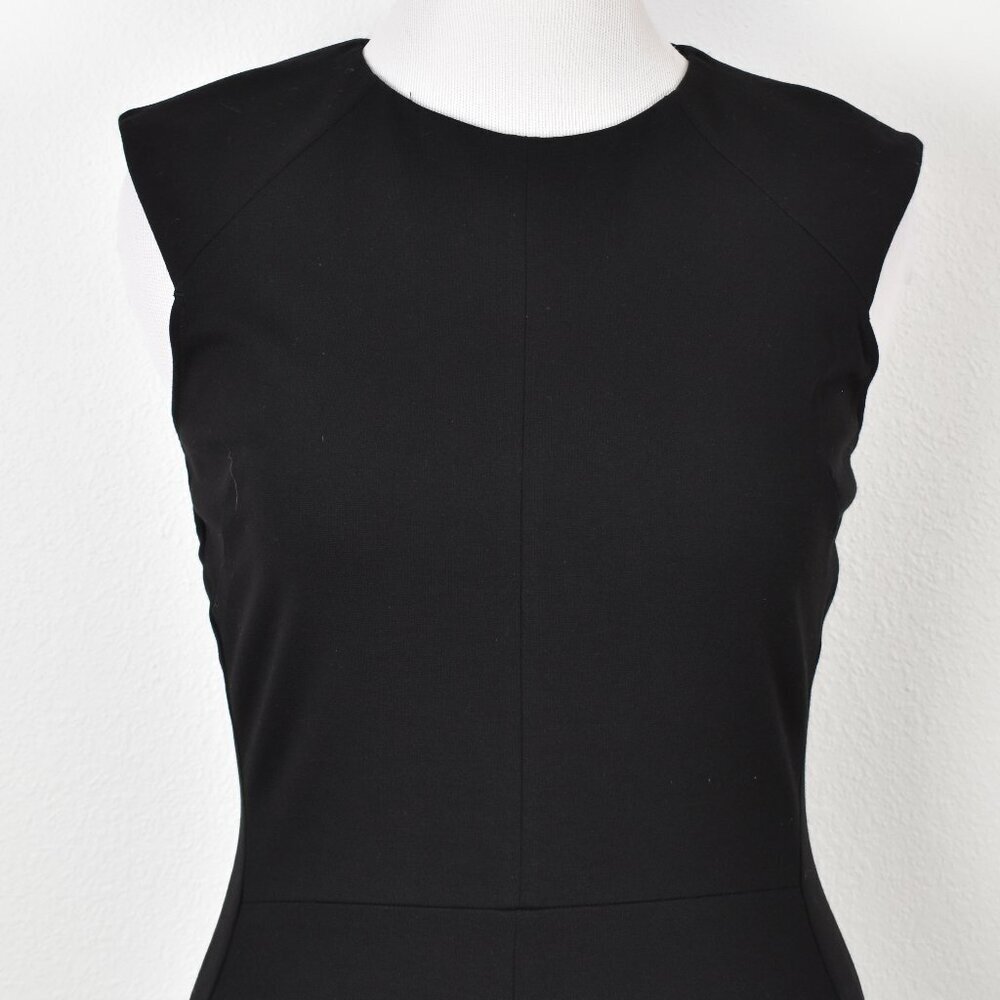 M.M. LAFLEUR Katie Front Slit Black Cap Sleeve Fitted Ponte Dress - 12 - Picture 2 of 8
